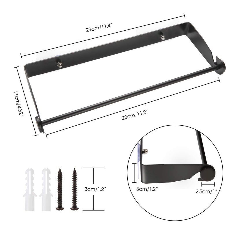PHUNAYA Under Cabinet Paper Towel Holder Wall Mount for Home Kitchen,Stainless Steel for Large Rolls-Black - Image 4